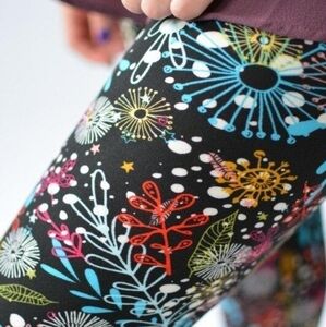 LEGGINGS DEPOT BLACK Multi Floral Print Full length Leggings Size 12-20 NWT